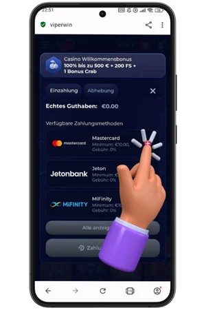Einzahlung auf der Viperwin Website