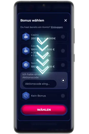 Casino Bonus 2025 Promocode Eingabefeld auswählen