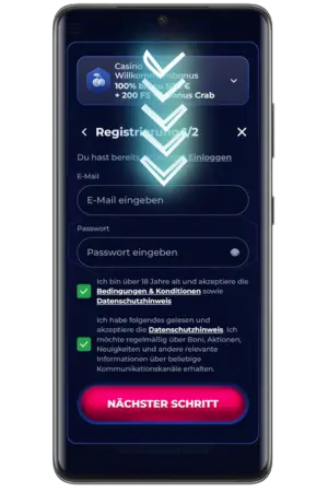 ViperWin Willkommensbonus E-Mail Passwort eingeben